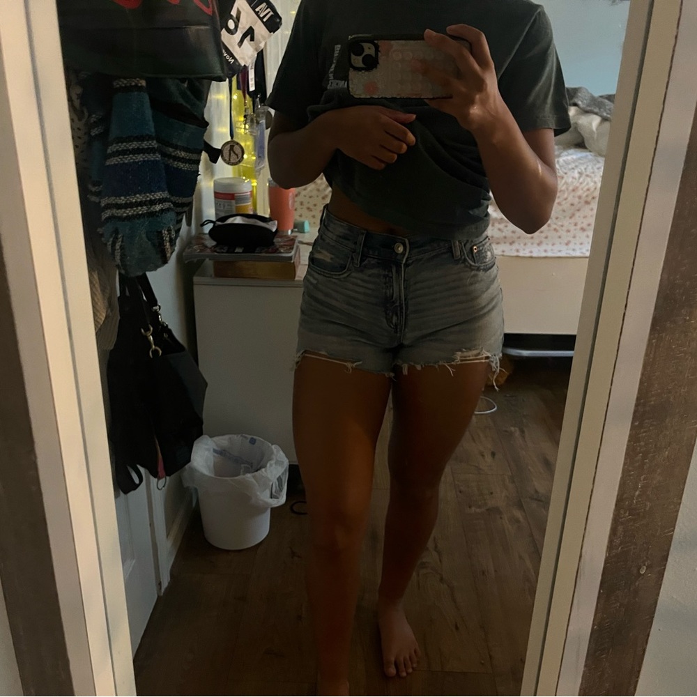 American Eagle Outfitters Light Blue High-Rise Denim Shorts